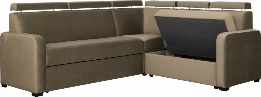 Narożnik Lazur z siedziskiem 3-os. rokładanym i 2-os. (plusz brąz)