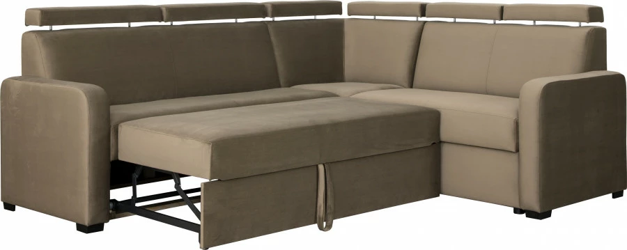 Narożnik Lazur z siedziskiem 3-os. rokładanym i 2-os. (plusz brąz)