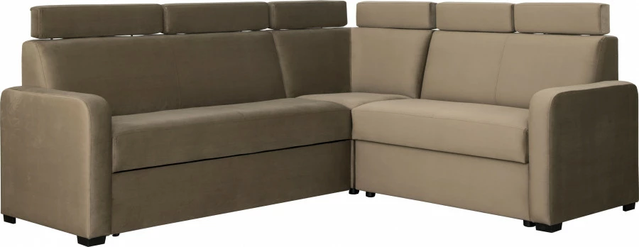 Narożnik Lazur z siedziskiem 3-os. rokładanym i 2-os. (plusz brąz)