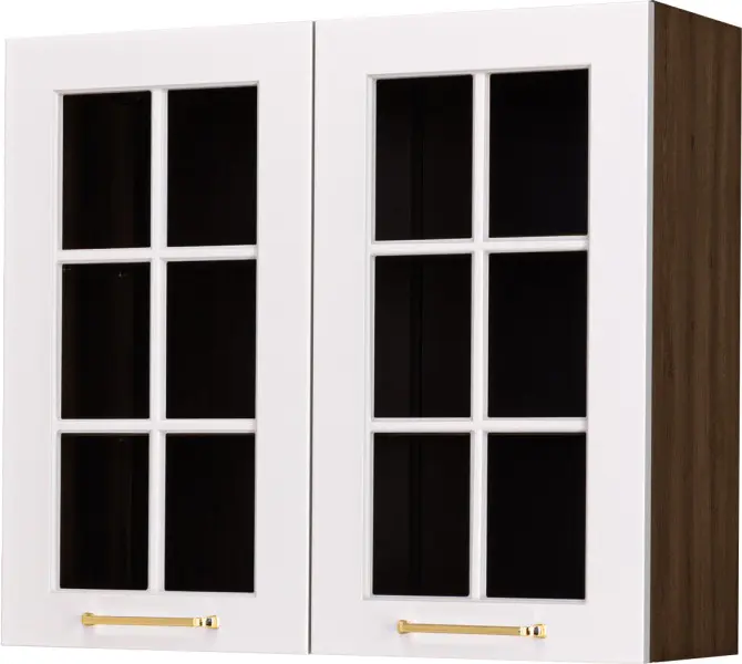 Szafka 80 górna witryna Laurencja (biały lakier mat/orzech Foresta)