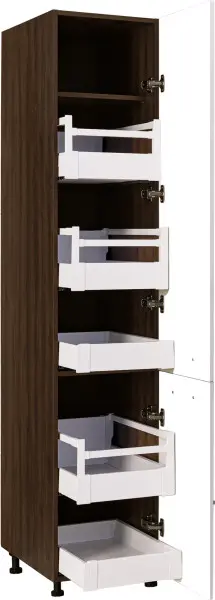 Zabudowa gospodarcza lewa z szufladami wewnątrz Laurencja (biały lakier mat/orzech Foresta)