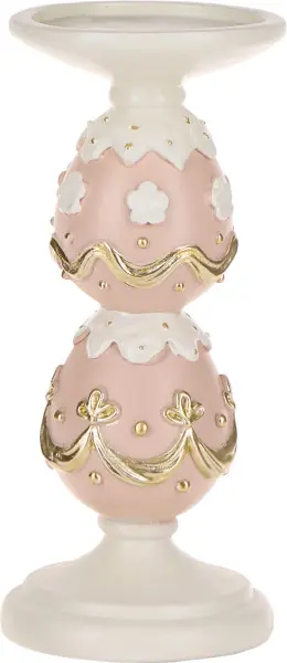 Ozdoba wielkanocna świecznik Pink Easter 38 (biały/różowo/złoty)