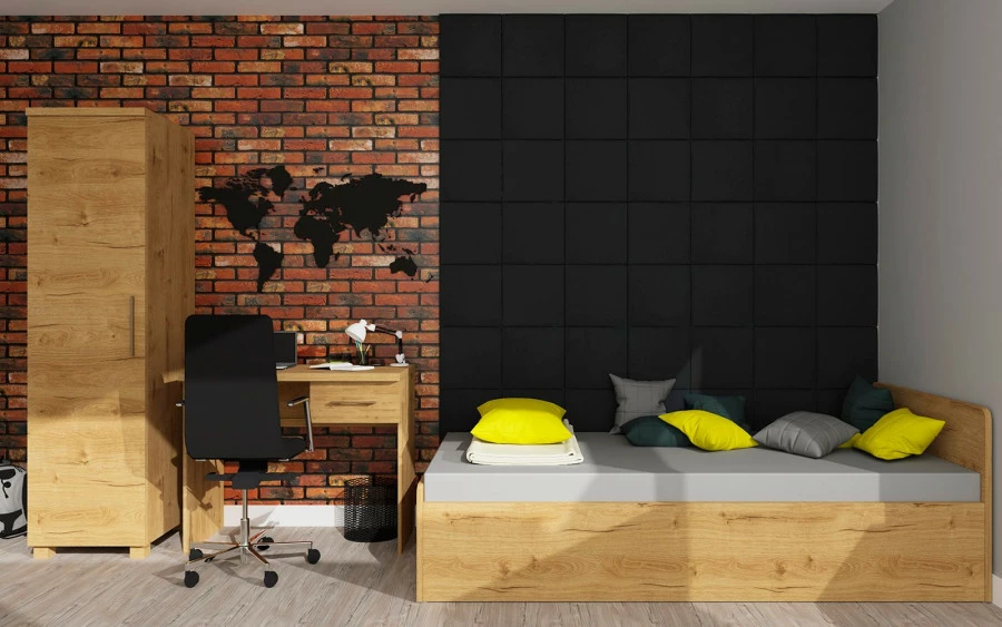 Panel tapicerowany (dekoracyjny) 30x30cm (Plusz czarny)