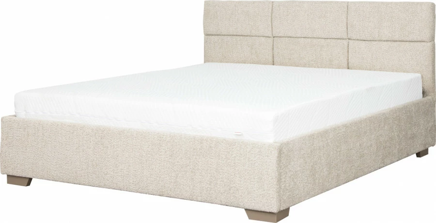 Łóżko tapicerowane 160 Sawona (boucle beż) ze stelażem i pojemnikiem