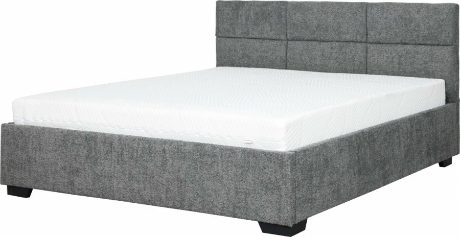 Łóżko tapicerowane 160 Sawona (boucle grafit) ze stelażem i pojemnikiem