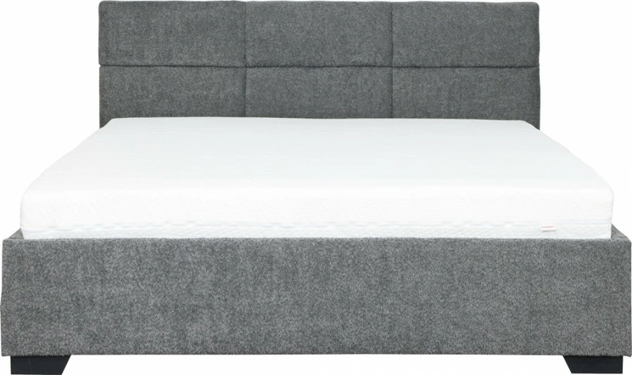 Łóżko tapicerowane 160 Sawona (boucle grafit) ze stelażem i pojemnikiem