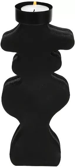 Świecznik drewniany na t-light duży Etna 47 (czarny) 