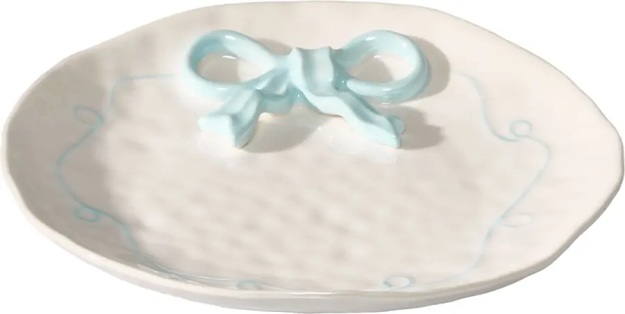 Talerz deserowy Bella 168 (biały z perłowym połyskiem/jasnoniebieski)