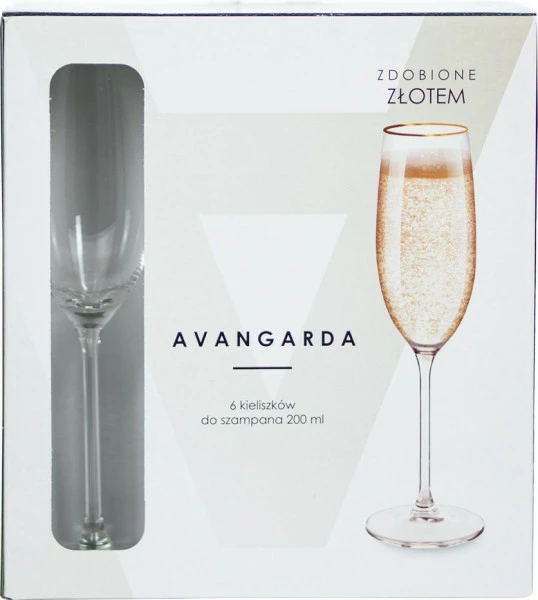 Zestaw kieliszków do szampana (6szt.) Avangarda 5 (zdobione złotem) 