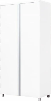 Szafa dwudrzwiowa z półkami i drążkiem Aga (biały połysk) 