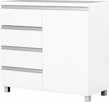 Regał z drzwiami i szufladą Aga (biały połysk) 