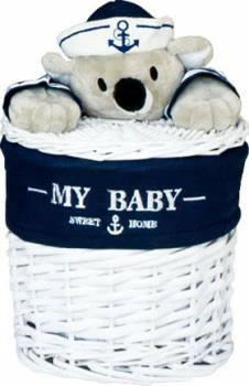 Kosz wiklinowy 6 z misiem (mały okrągły) 