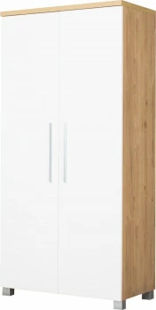 Szafa 2-drzwiowa z półkami i drążkiem Panama (biały połysk/dąb Soma ciemny)