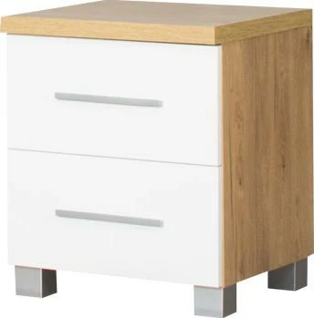 Stolik nocny Panama (biały połysk/dąb Soma ciemny)