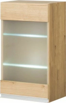 Szafka 40 górna witryna lewa matowa LED Monia (dąb Soma ciemny)