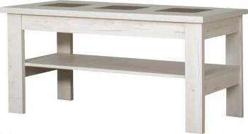 Stolik prostokątny ze szkłem i półką (dąb Soma perłowy) 