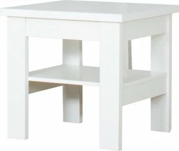 Stolik kwadratowy pełny z półką (biały) 