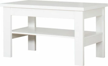 Stolik prostokątny pełny z półką (biały) 