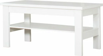 Stolik prostokątny pełny z półką (biały) 