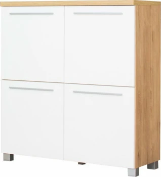 Komoda 4-drzwiowa Panama (biały połysk/dąb Soma ciemny)