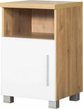 Kontener drzwiczkowy Panama (biały połysk/ dąb Soma ciemny) 