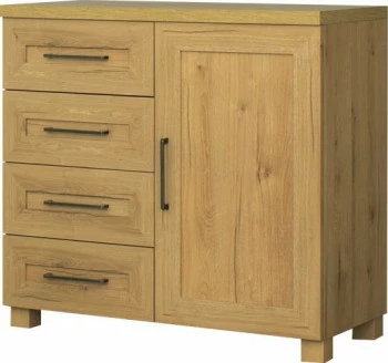 Regał z drzwiami i 4 szufladami Majorka (dąb Soma ciemny)