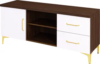 Stolik RTV Bari (biały połysk/orzech Foresta) 