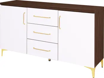 Komoda z drzwiczkami z 3 szufladami Bari (biały połysk/orzech Foresta)