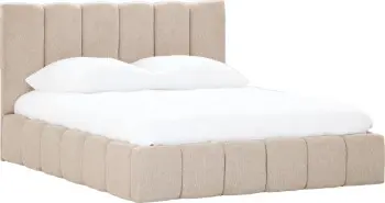 Łóżko tapicerowane Bianko 160 (rojal latte) ze stelażem i pojemnikiem 