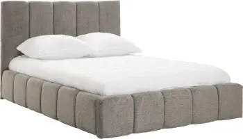 Łóżko tapicerowane Bianko 140 (boucle grafit) ze stelażem i pojemnikiem 