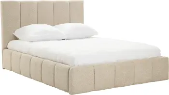 Łóżko tapicerowane Bianko 140 (boucle beż) ze stelażem i pojemnikiem 