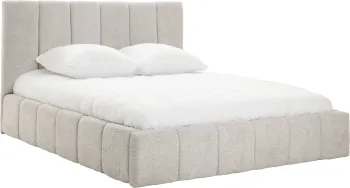 Łóżko tapicerowane Bianko 160 (boucle szary) ze stelażem i pojemnikiem 