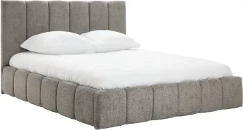 Łóżko tapicerowane Bianko 160 (boucle grafit) ze stelażem i pojemnikiem 