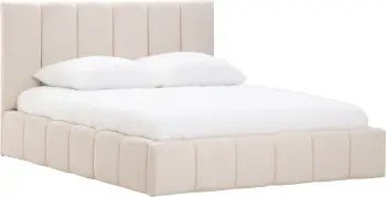 Łóżko tapicerowane Bianko 160 (rojal beż) ze stelażem i pojemnikiem 