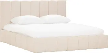 Łóżko tapicerowane Bianko 180 (rojal beż) ze stelażem i pojemnikiem 