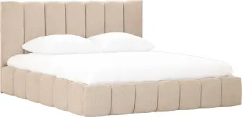 Łóżko tapicerowane Bianko 180 (rojal latte) ze stelażem i pojemnikiem 