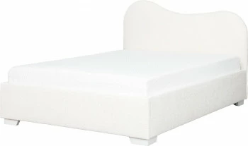 Łóżko tapicerowane 140 Cloudi (boucle kremowy) ze stelażem i pojemnikiem