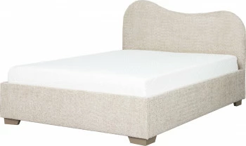 Łóżko tapicerowane 140 Cloudi (boucle beż) ze stelażem i pojemnikiem 