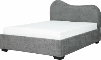 Łóżko tapicerowane 140 Cloudi (boucle grafit) ze stelażem i pojemnikiem 