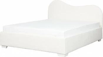 Łóżko tapicerowane 160 Cloudi (boucle kremowy) ze stelażem i pojemnikiem 