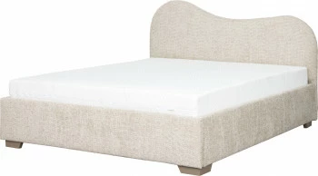 Łóżko tapicerowane 160 Cloudi (boucle beż) ze stelażem i pojemnikiem 