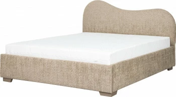 Łóżko tapicerowane 160 Cloudi (boucle cappuccino) ze stelażem i pojemnikiem 