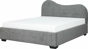 Łóżko tapicerowane 160 Cloudi (boucle grafit) ze stelażem i pojemnikiem 