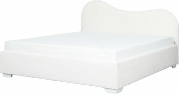 Łóżko tapicerowane 180 Cloudi (boucle kremowy) ze stelażem i pojemnikiem 