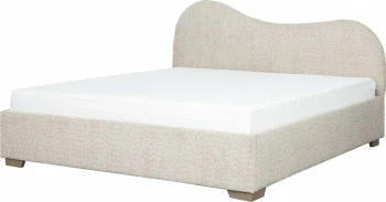 Łóżko tapicerowane 180 Cloudi (boucle beż) ze stelażem i pojemnikiem 