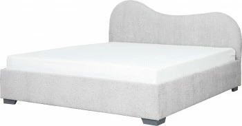 Łóżko tapicerowane 180 Cloudi (boucle szary) ze stelażem i pojemnikiem