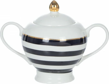 Cukierniczka z wieczkiem Rayas biała w czarne pasy 