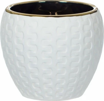 Doniczka ceramiczna Konti 8 (biały/złoty)