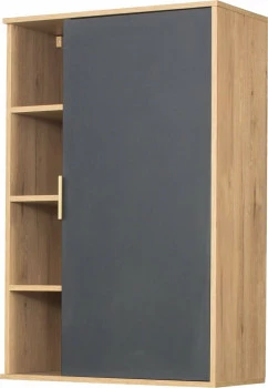 Szafka wisząca z drzwiczkami i półkami Floryda (grafit/dąb Soma ciemny)