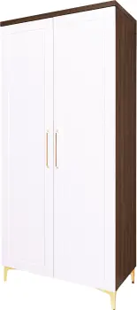 Szafa z półkami i drążkiem Hawana (biały lakier mat/orzech Foresta) 